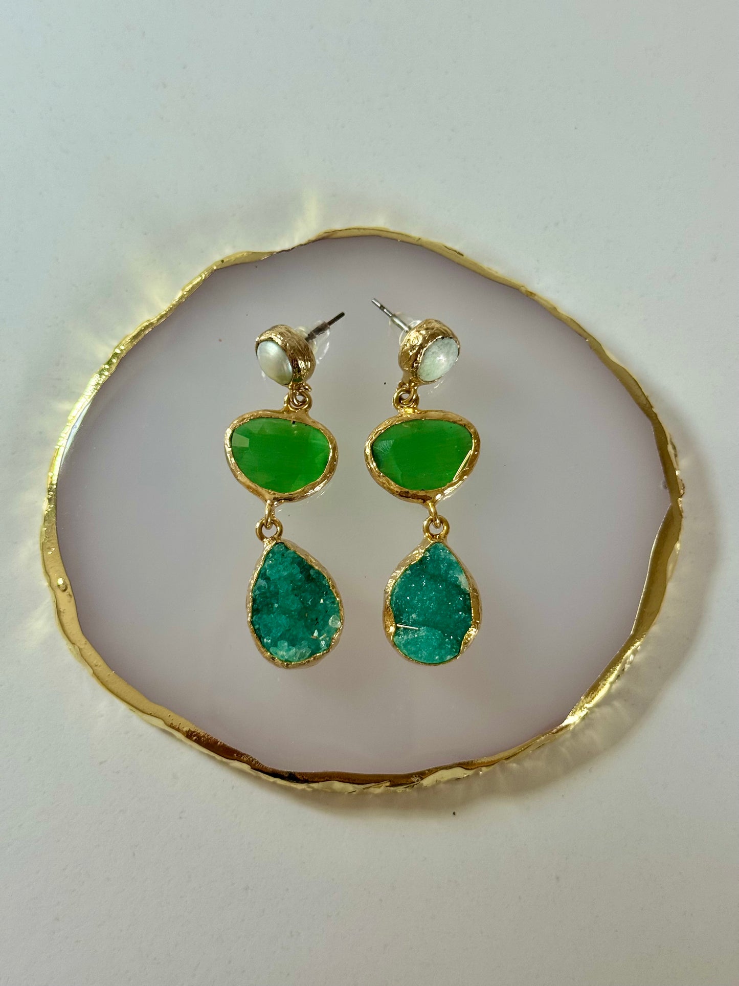 Náušnice perleť/křemen