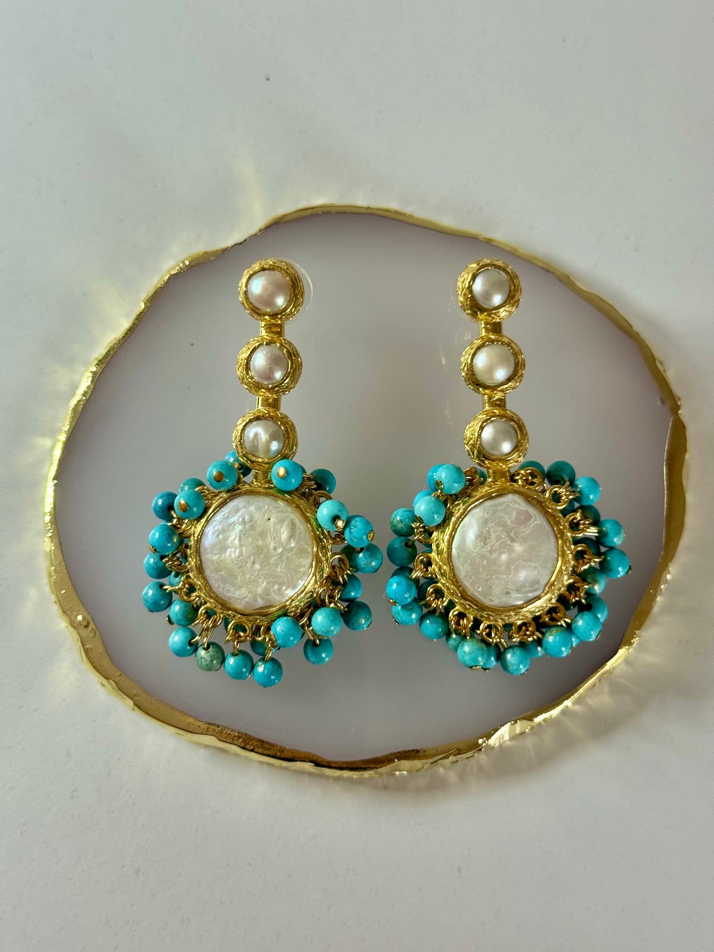 Náušnice Perla Tyrkysová