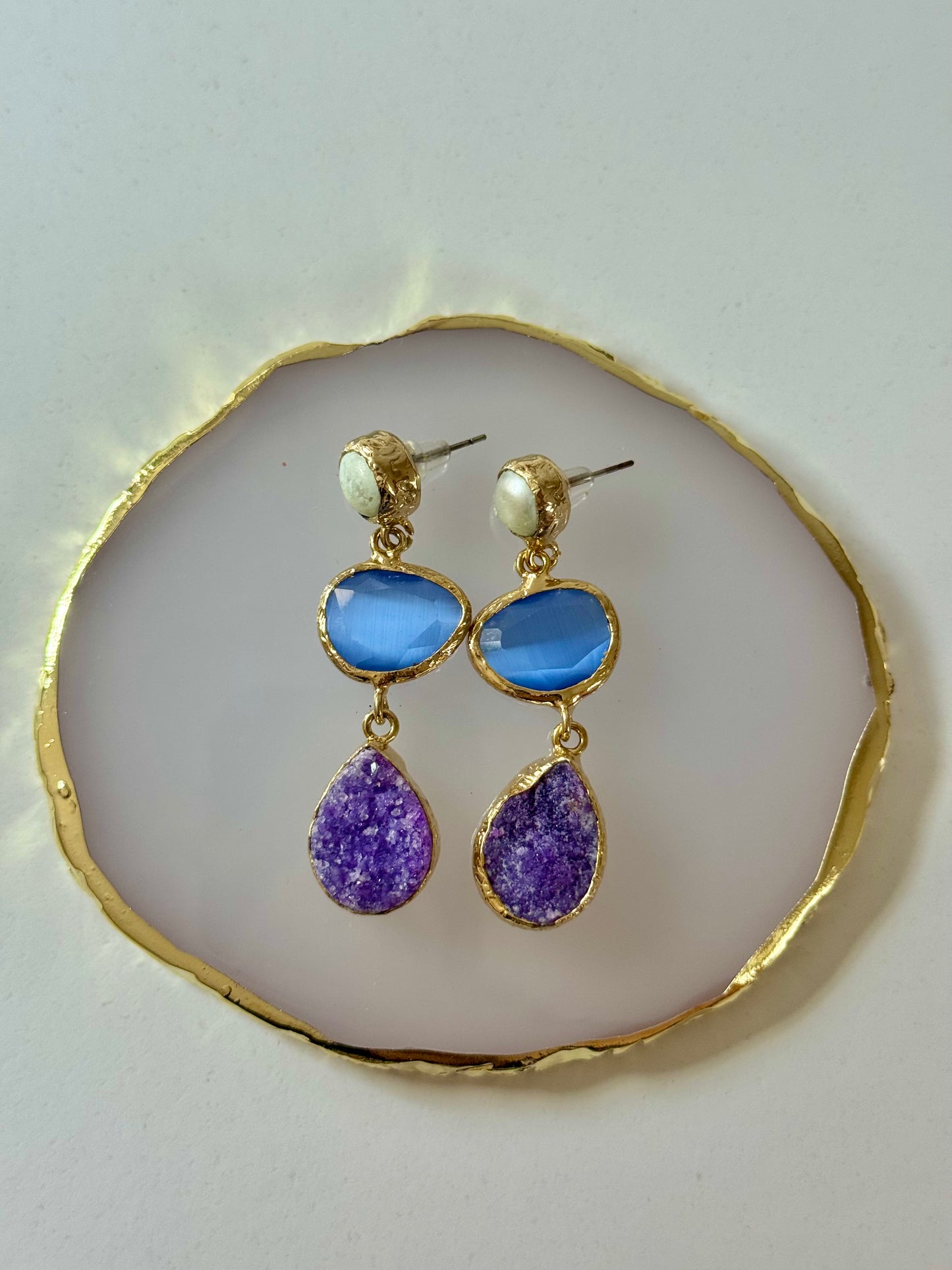 Náušnice perleť/ametyst