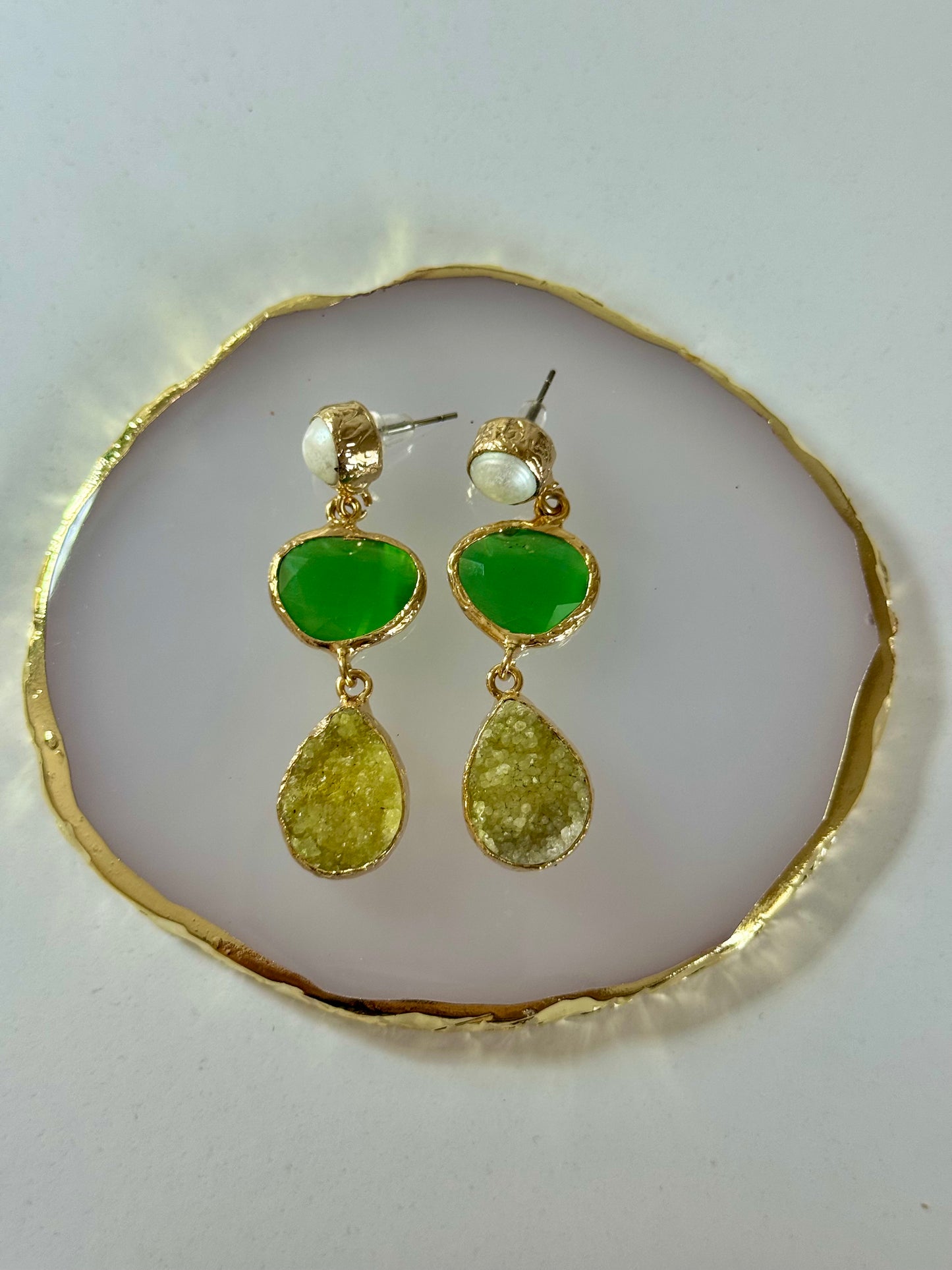 Náušnice perleť/druzy