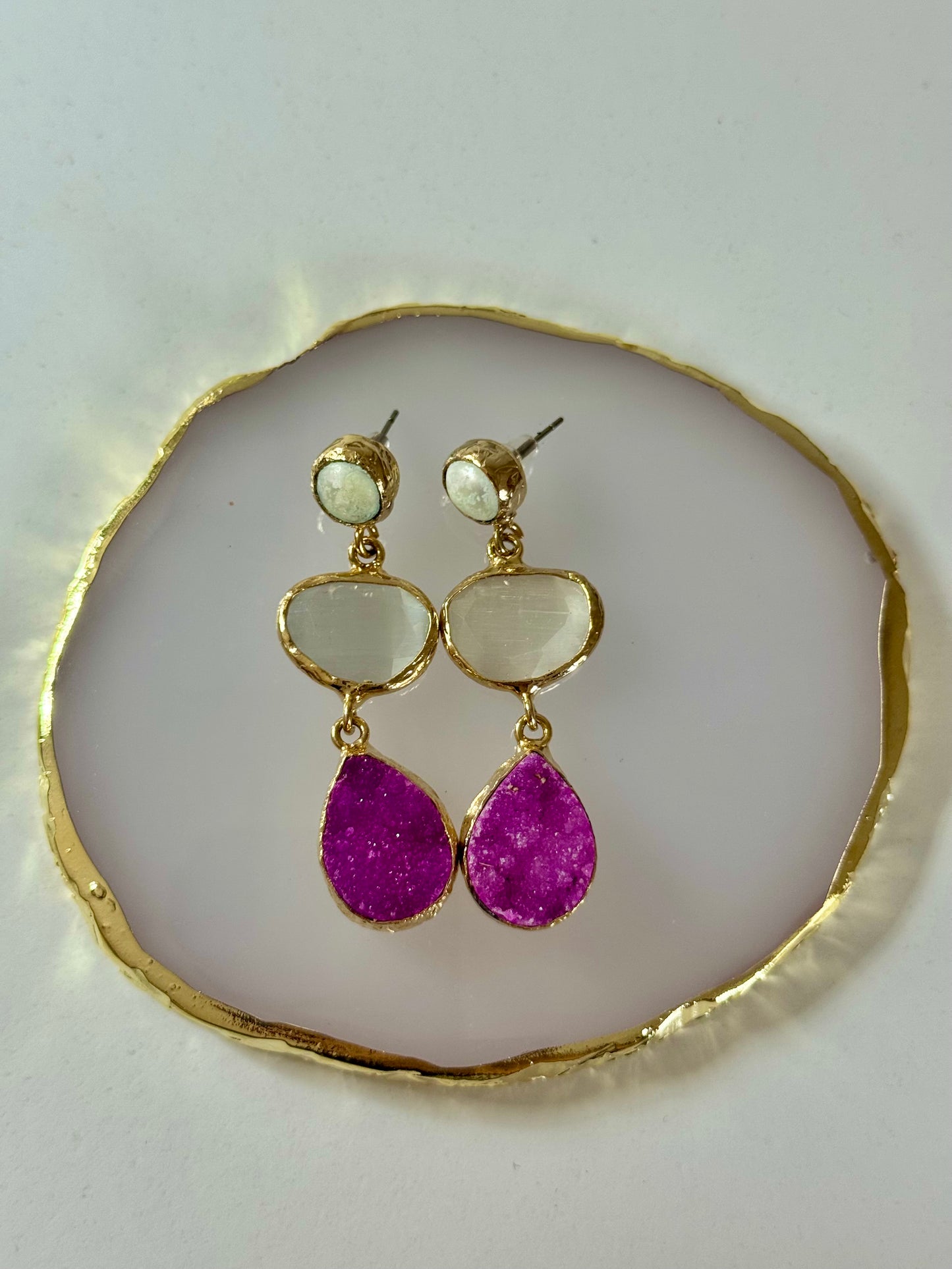 Náušnice perleť/ametyst