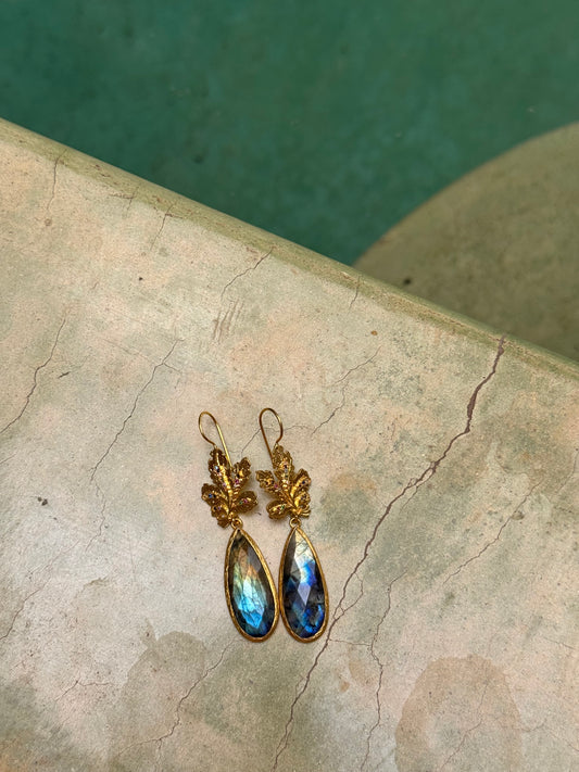 Náušnice Enchanted Forest – Labradorit & mosaz