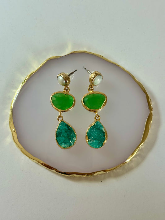 Náušnice perleť/křemen