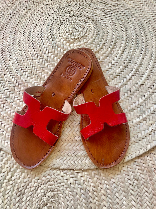 Red leather slippers