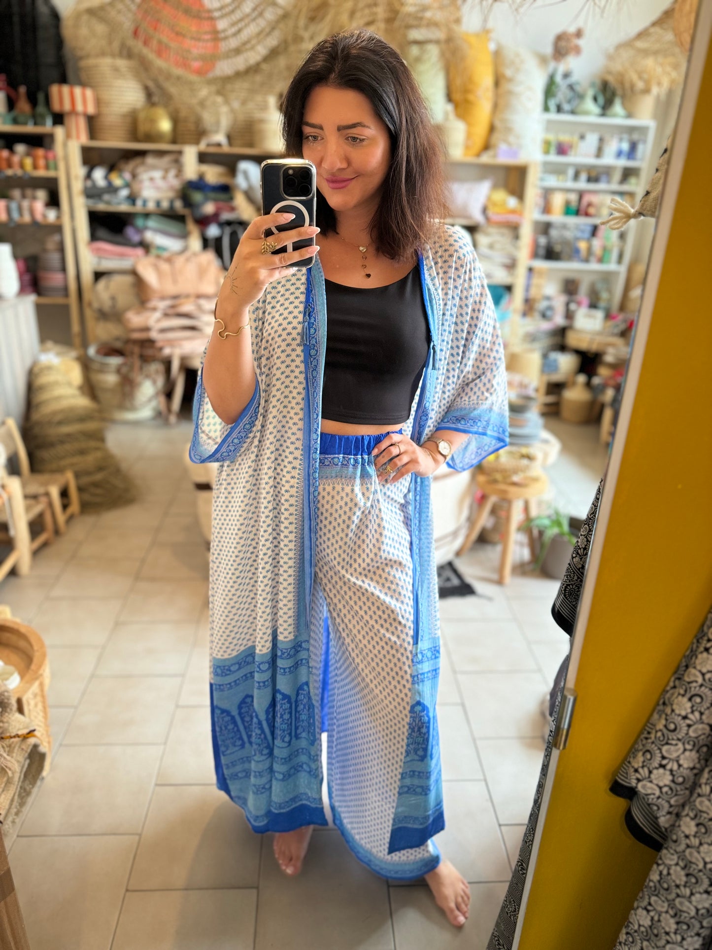 Kaftan + šátek 100% hedvábí