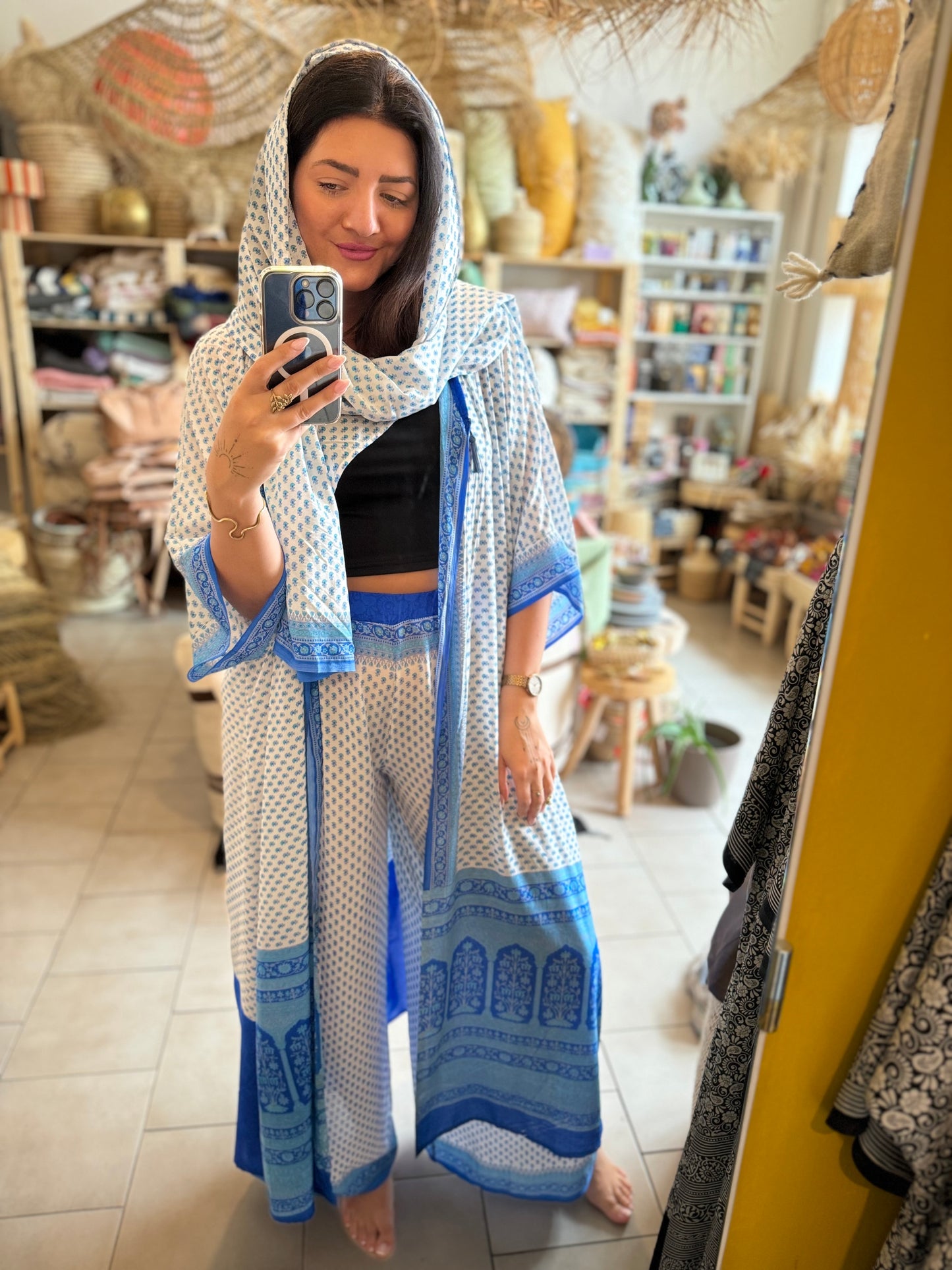 Kaftan + šátek 100% hedvábí