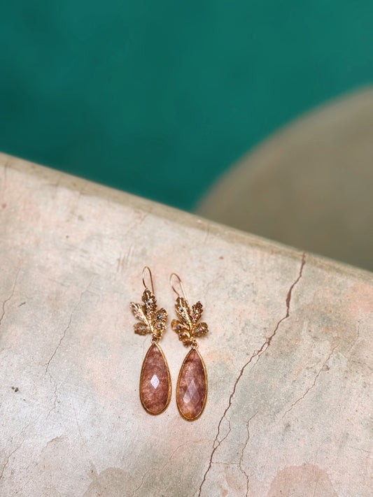 Náušnice Golden Forest Sluneční kámen a mosaz