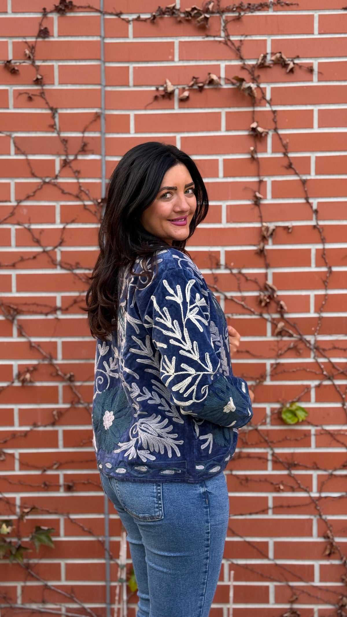 Sametová modrá bunda Suzanni