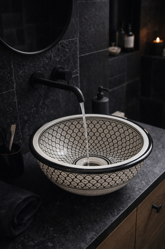 Kerramické ručně malované umyvadlo 30cm