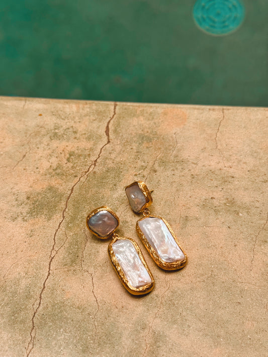 Náušnice Ocean Glow Přírodní perleť a mosaz