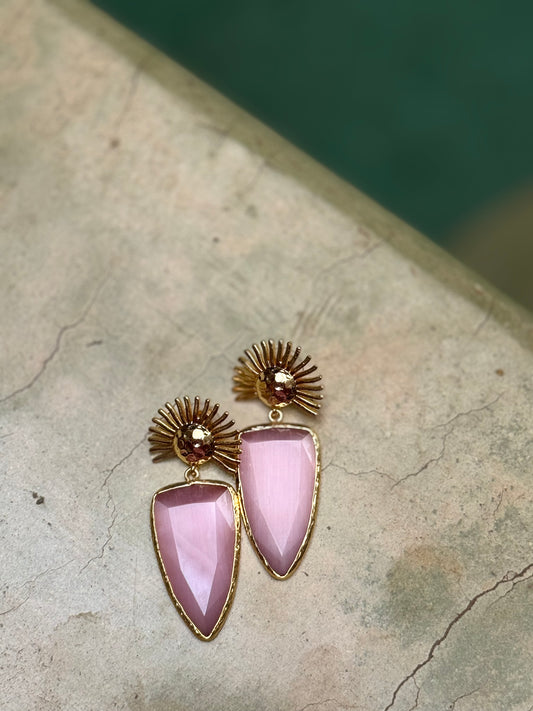 Náušnice Sunshine růžové mosaz