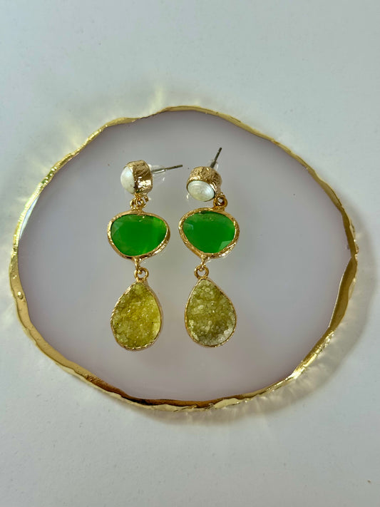 Náušnice perleť/druzy