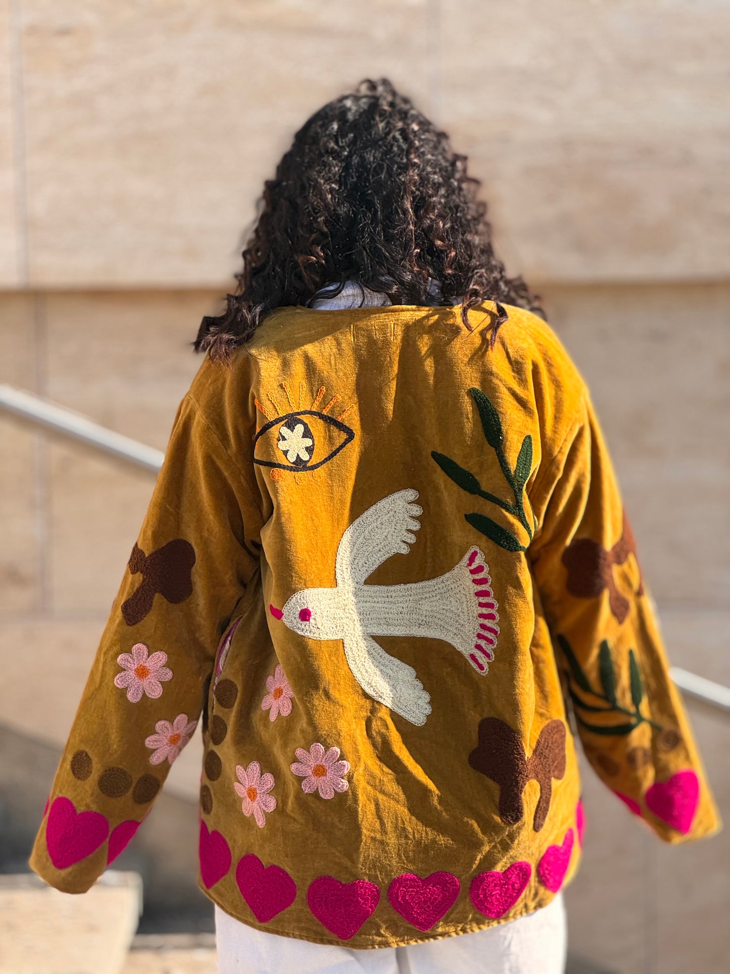 Bunda Suzanni Velvet Yellow Birds