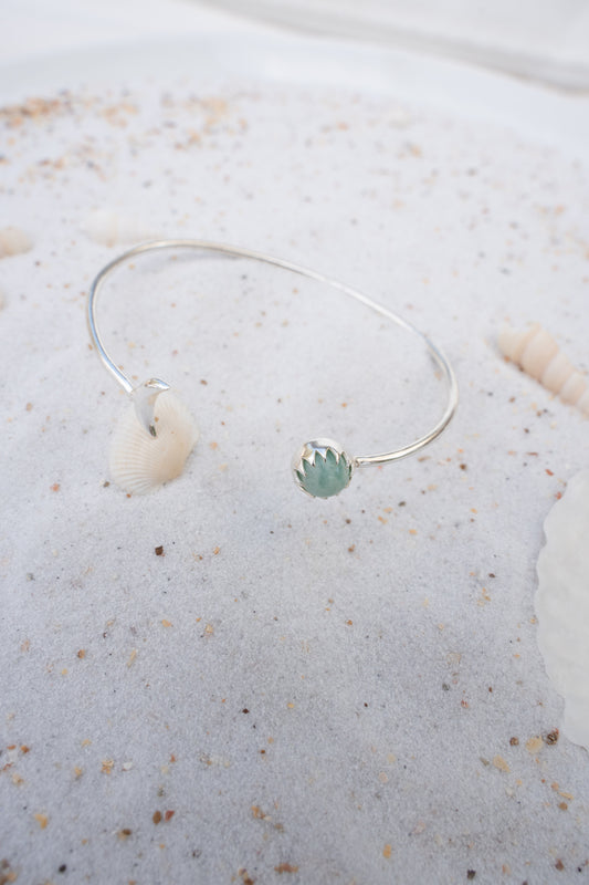 Náramek postříbřená mosaz s amazonitem Moon