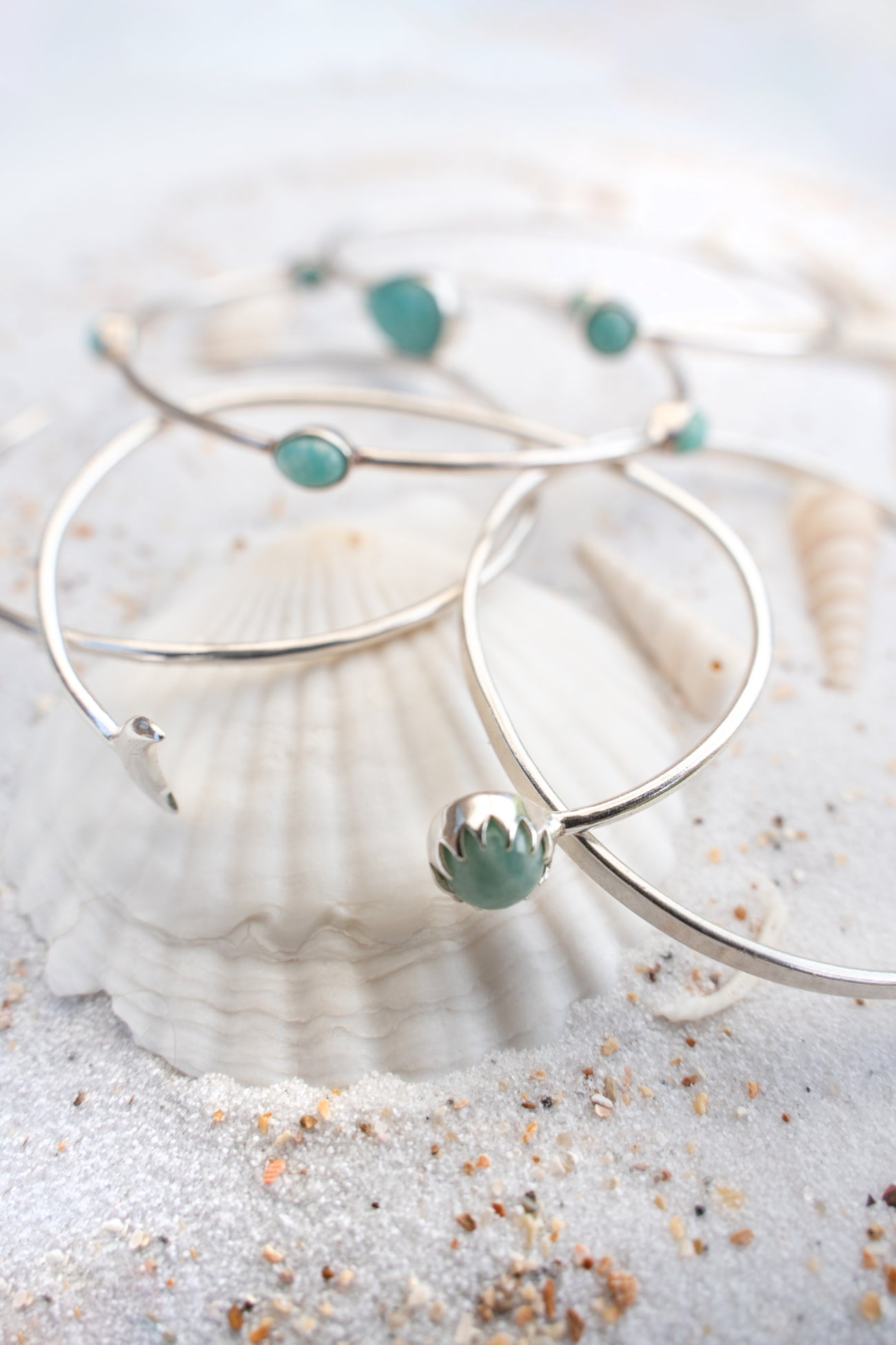 Náramek postříbřená mosaz s amazonitem Moon