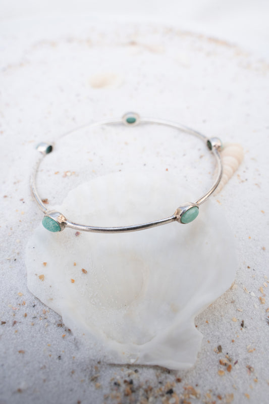 Náramek postříbřená mosaz s amazonity