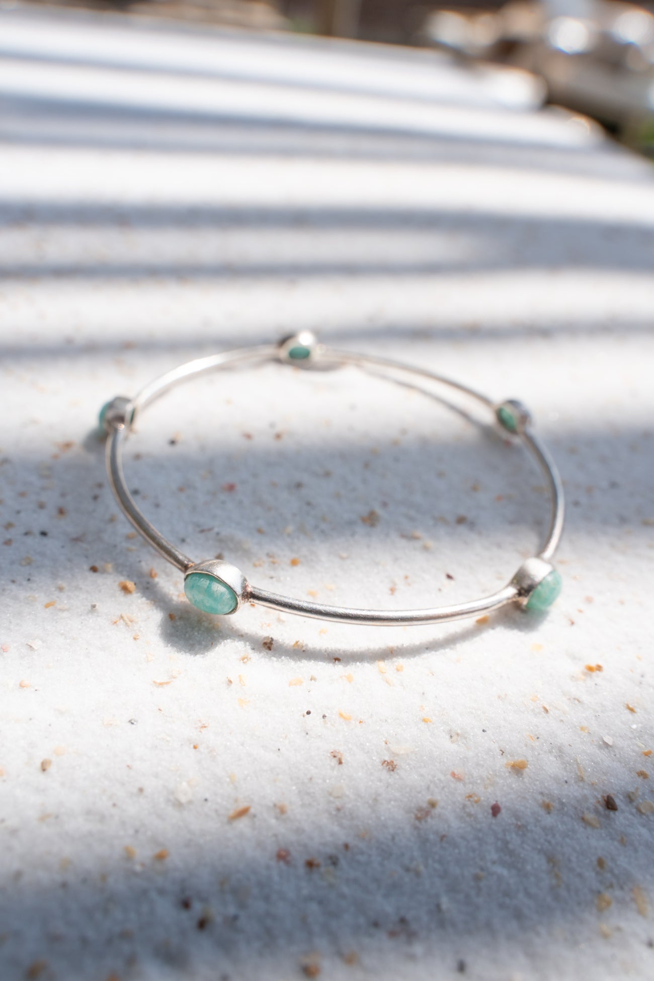 Náramek postříbřená mosaz s amazonity