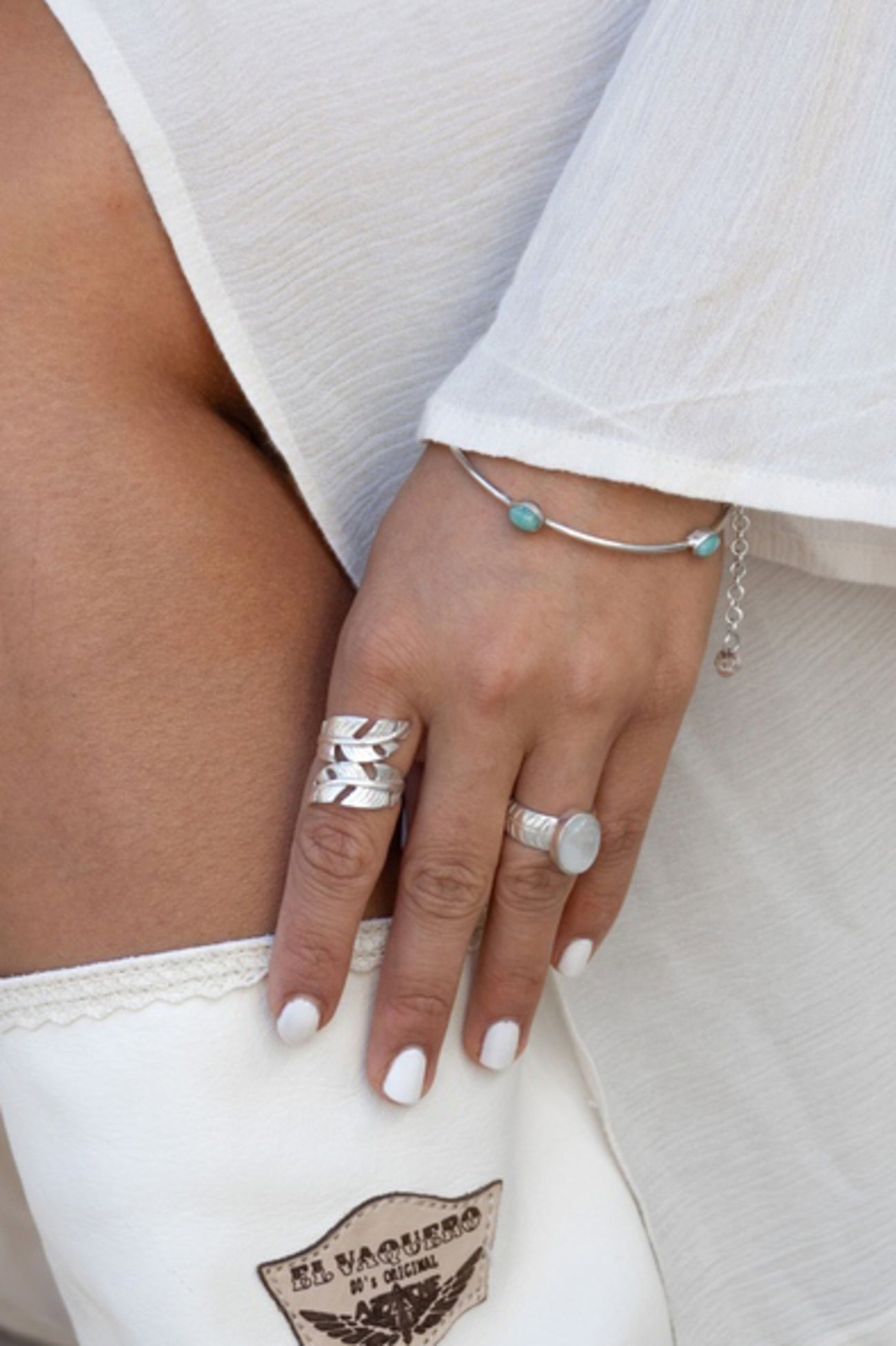 Náramek postříbřená mosaz s amazonity