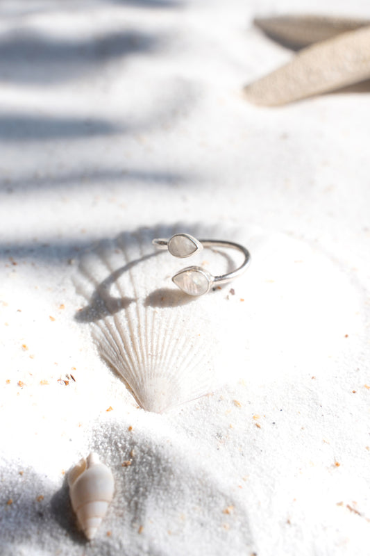 Prsten postříbřená mosaz Double Amazonit