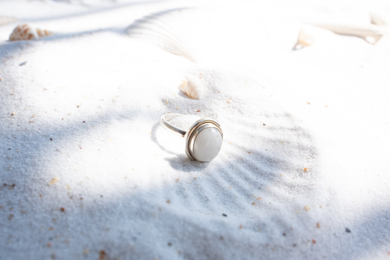 Prsten postříbřená mosaz s amazonitem