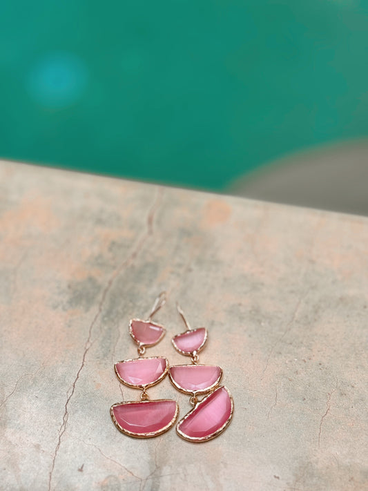 Náušnice Pink Geometry mosaz