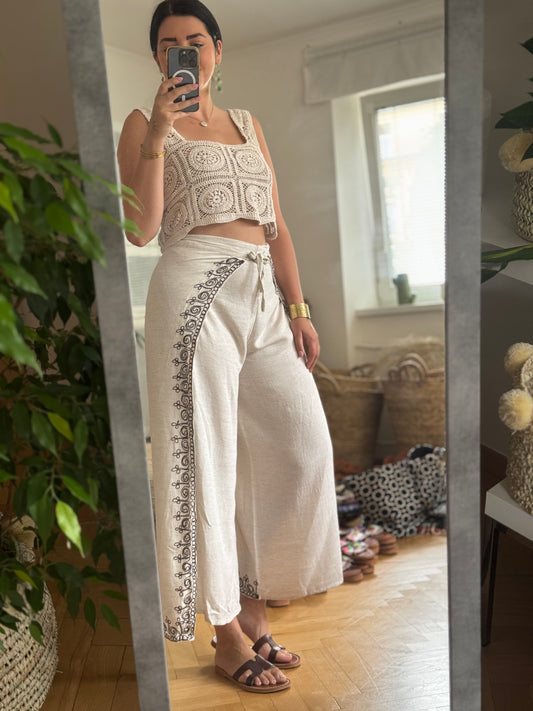 Zavinovací kalhoty tmavě hnědá