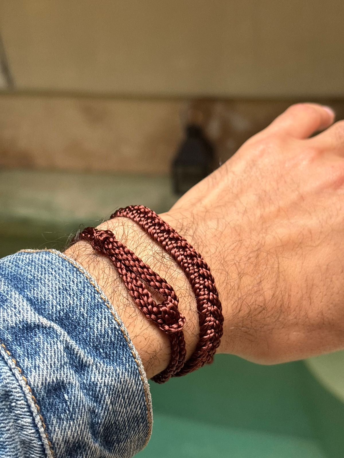 Náramek pánský hedvábný čokoládový