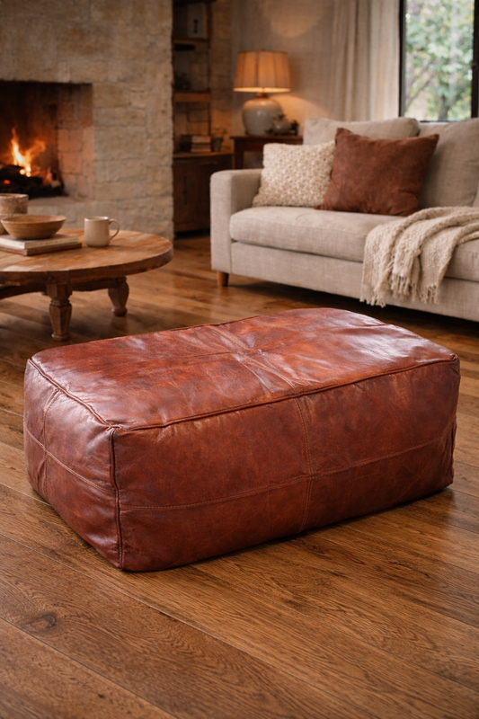 Kožený pouf 80x40x40cm