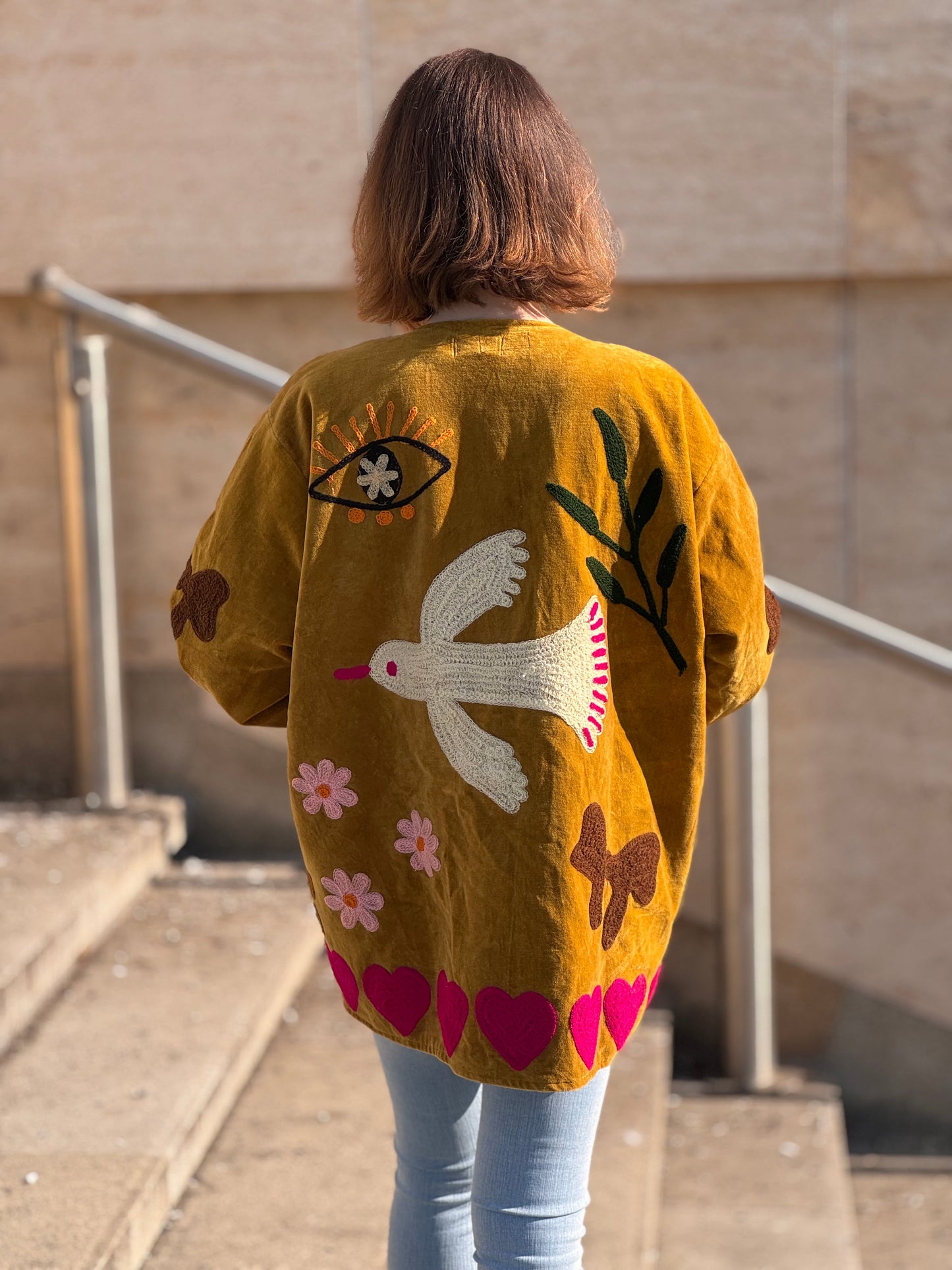 Bunda Suzanni Velvet Yellow Birds