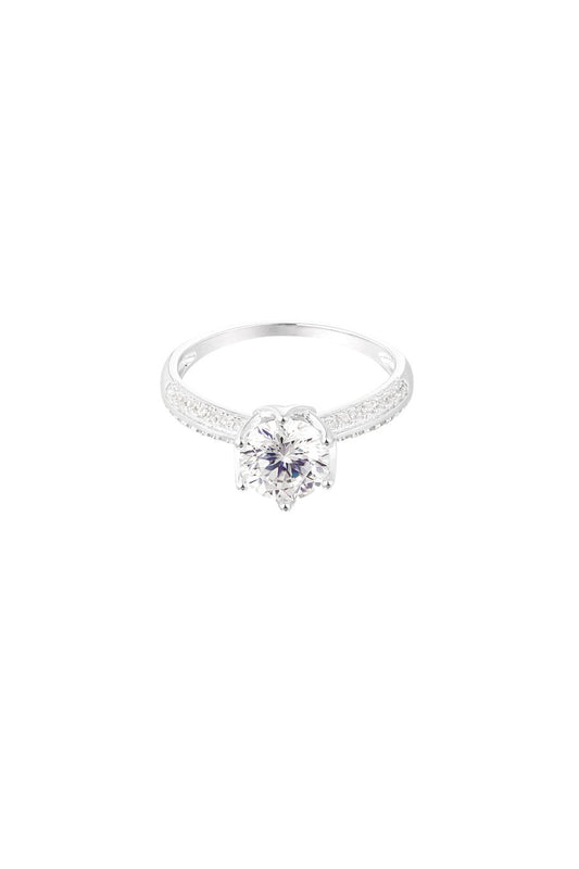 Prsten stříbrný s kamenem a zirkony