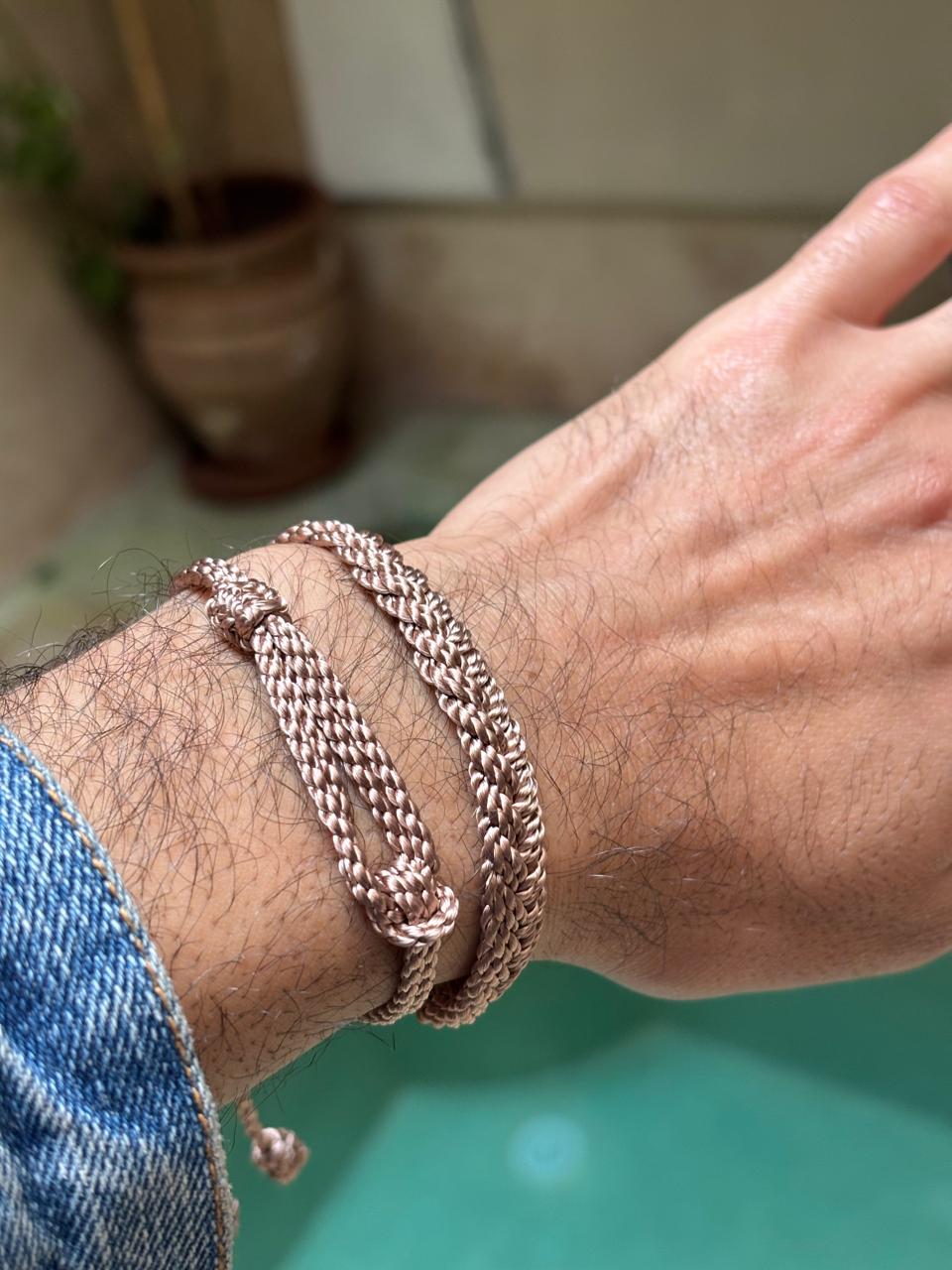 Náramek pánský hedvábný béžový