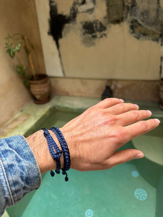 Náramek pánský hedvábný modrý