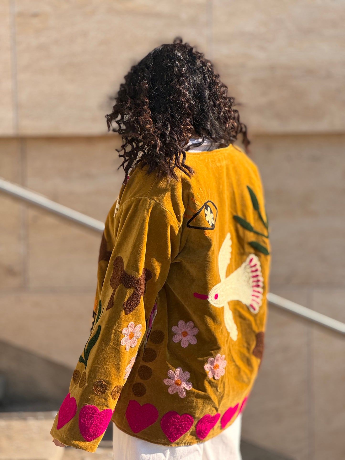 Bunda Suzanni Velvet Yellow Birds