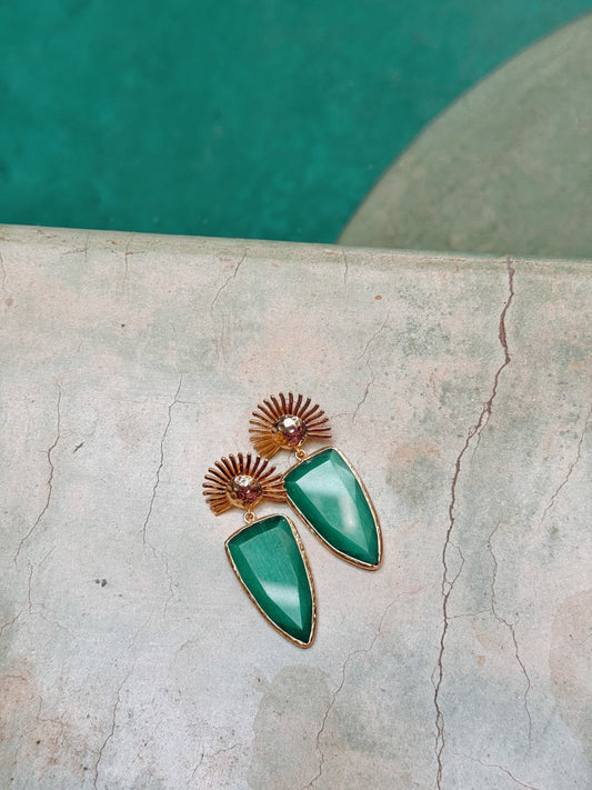 Náušnice Sunshine Zelené Mosaz