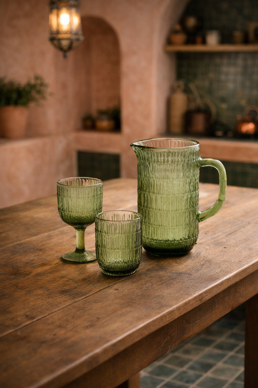 Skleněný džbán zelené recyklované sklo
