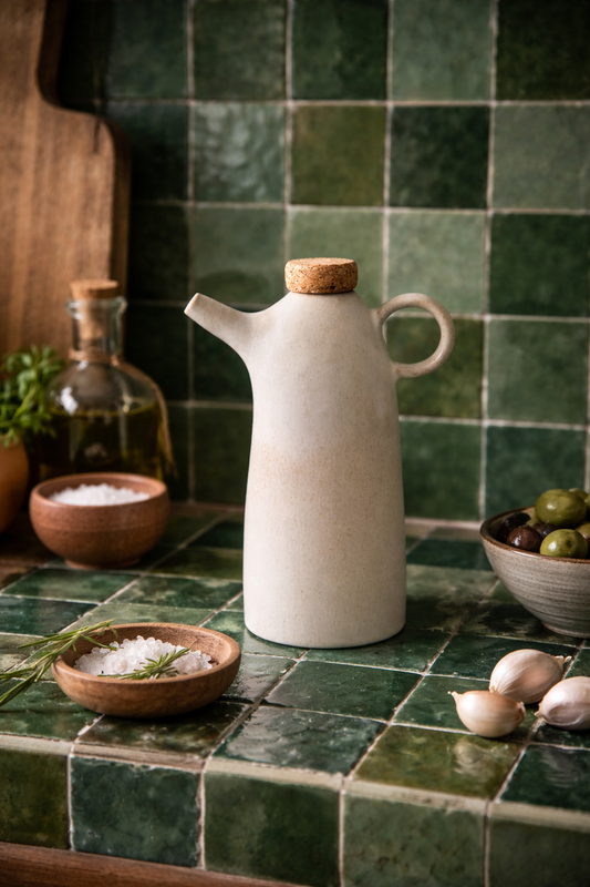 Keramická lahev na olivový olej s korkovým uzávěrem