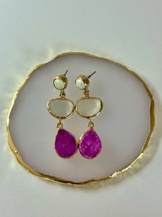 Náušnice perleť/ametyst