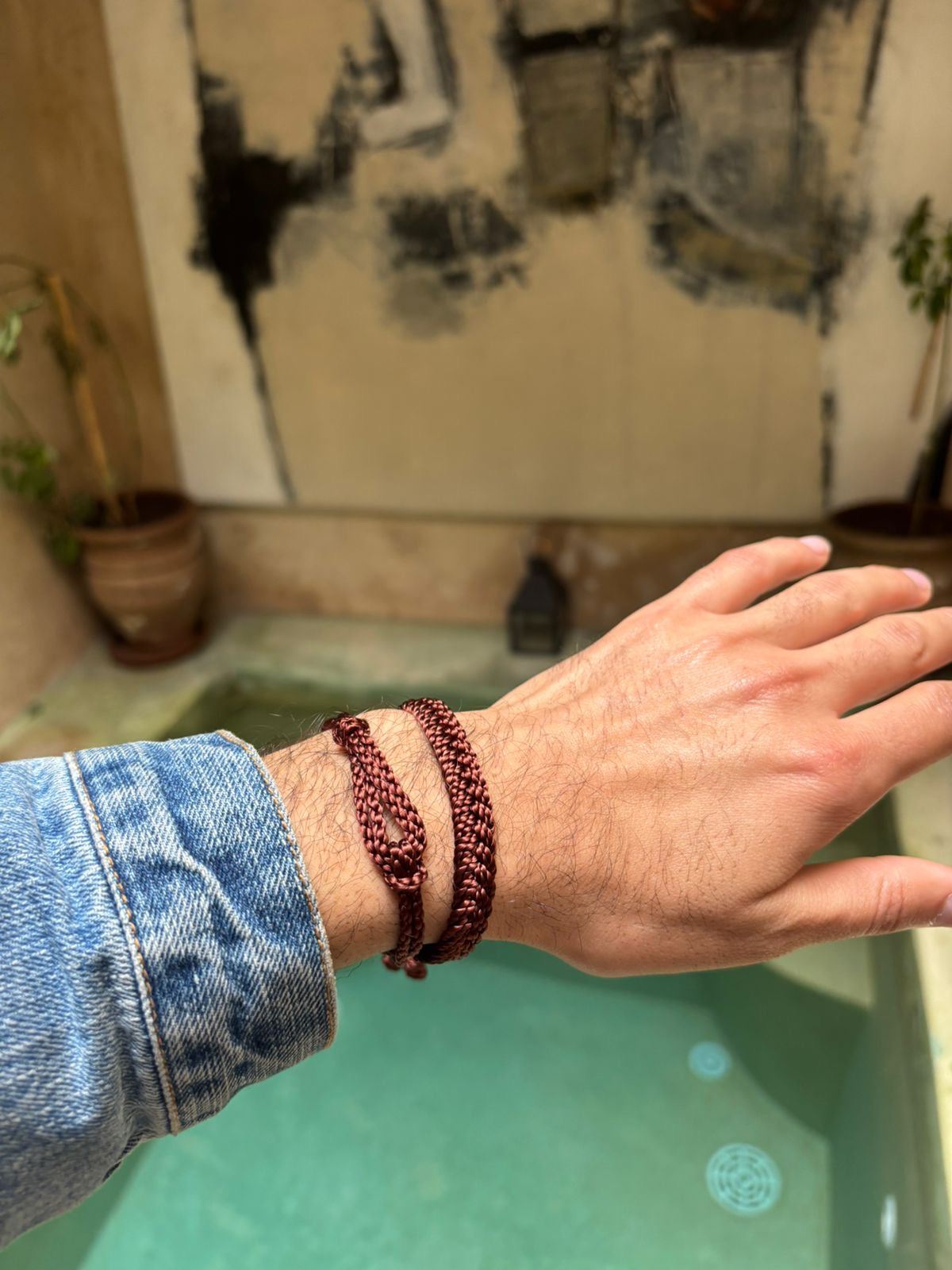 Náramek pánský hedvábný čokoládový