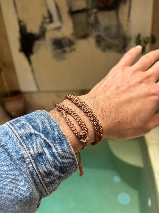 Náramek pánský hedvábný hnědý