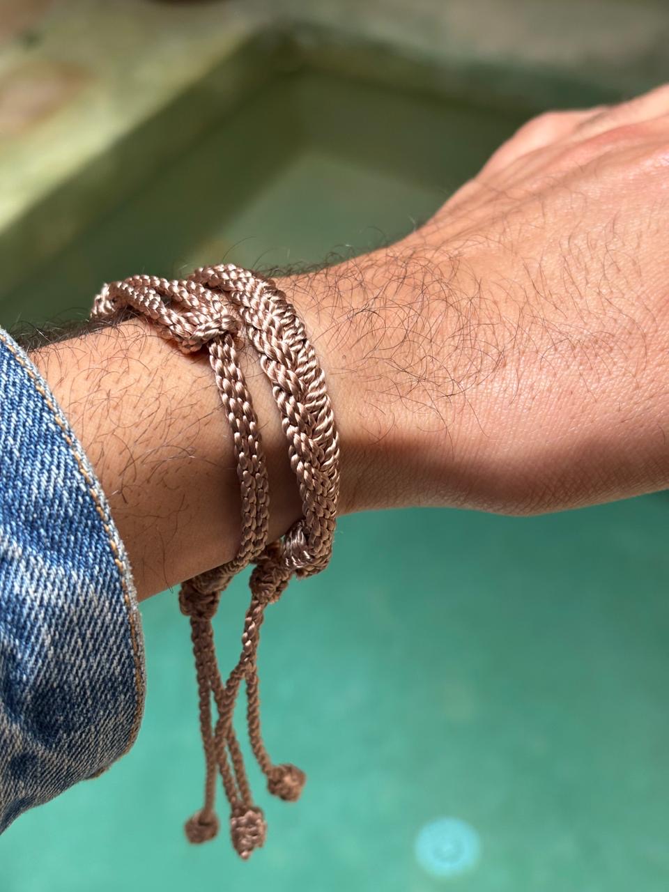 Náramek pánský hedvábný béžový