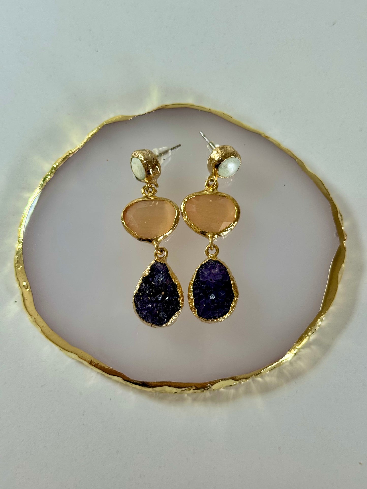 Náušnice perleť/křemen