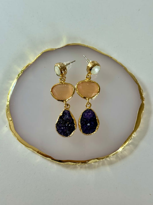 Náušnice perleť/křemen