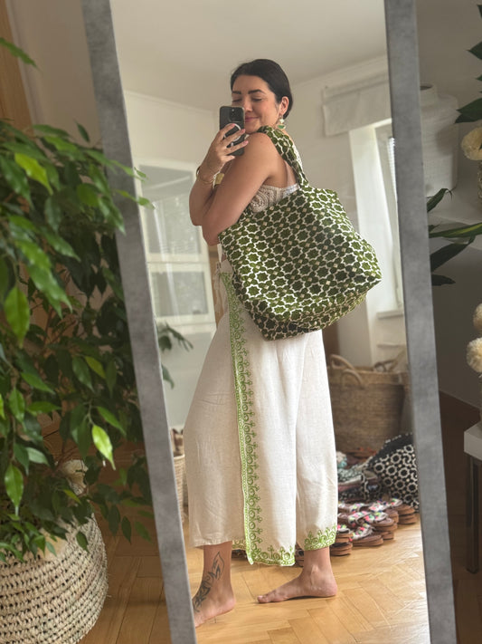 Zavinovací kalhoty zelené